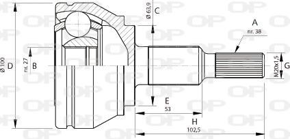 Open Parts CVJ5704.10 - Шарнірний комплект, ШРУС, приводний вал autozip.com.ua