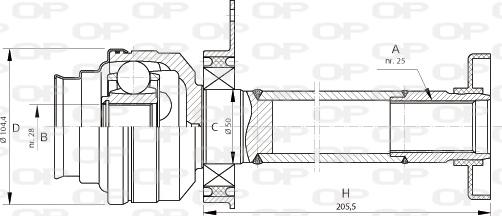 Open Parts CVJ5707.20 - Шарнірний комплект, ШРУС, приводний вал autozip.com.ua