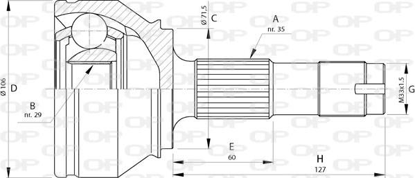 Open Parts CVJ5719.10 - Шарнірний комплект, ШРУС, приводний вал autozip.com.ua