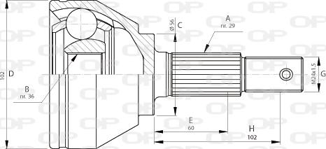 Open Parts CVJ5716.10 - Шарнірний комплект, ШРУС, приводний вал autozip.com.ua