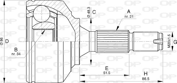 Open Parts CVJ5780.10 - Шарнірний комплект, ШРУС, приводний вал autozip.com.ua