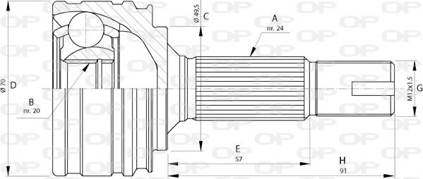 Open Parts CVJ5730.10 - Шарнірний комплект, ШРУС, приводний вал autozip.com.ua
