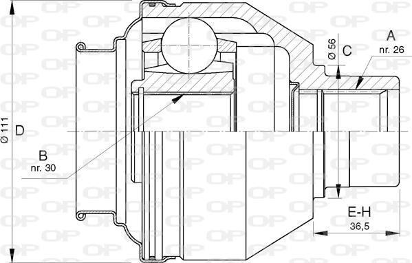 Open Parts CVJ5733.20 - Шарнірний комплект, ШРУС, приводний вал autozip.com.ua