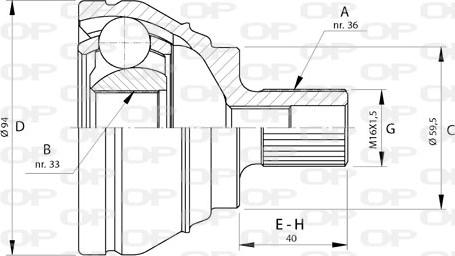 Open Parts CVJ5722.10 - Шарнірний комплект, ШРУС, приводний вал autozip.com.ua