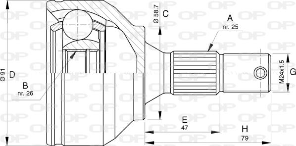 Open Parts CVJ5775.10 - Шарнірний комплект, ШРУС, приводний вал autozip.com.ua