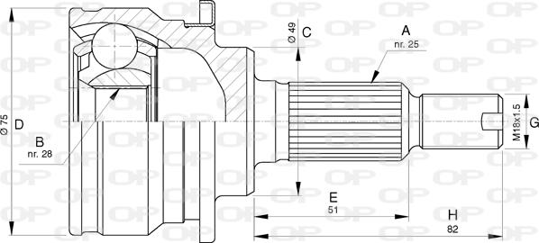 Open Parts CVJ5770.10 - Шарнірний комплект, ШРУС, приводний вал autozip.com.ua