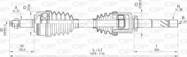 Open Parts DRS6430.00 - Приводний вал autozip.com.ua