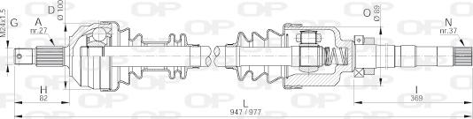Open Parts DRS6051.00 - Приводний вал autozip.com.ua