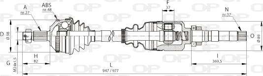 Open Parts DRS6053.00 - Приводний вал autozip.com.ua