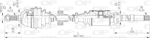 Open Parts DRS6057.00 - Приводний вал autozip.com.ua