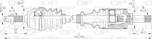 Open Parts DRS6000.00 - Приводний вал autozip.com.ua