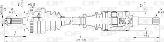Open Parts DRS6039.00 - Приводний вал autozip.com.ua