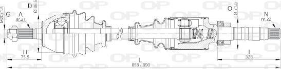 Open Parts DRS6146.00 - Приводний вал autozip.com.ua