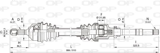 Open Parts DRS6154.00 - Приводний вал autozip.com.ua