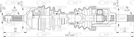 Open Parts DRS6155.00 - Приводний вал autozip.com.ua