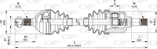 Open Parts DRS6165.00 - Приводний вал autozip.com.ua