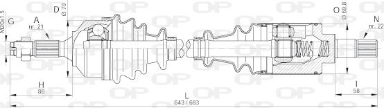 Open Parts DRS6160.00 - Приводний вал autozip.com.ua