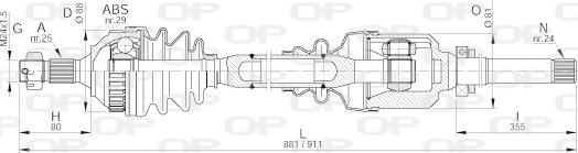 Open Parts DRS6168.00 - Приводний вал autozip.com.ua