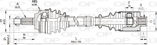 Open Parts DRS6111.00 - Приводний вал autozip.com.ua
