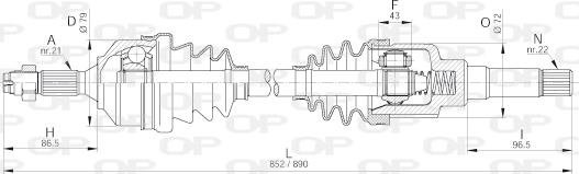 Open Parts DRS6182.00 - Приводний вал autozip.com.ua