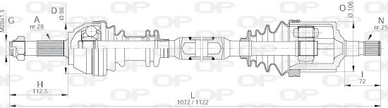 Open Parts DRS6139.00 - Приводний вал autozip.com.ua