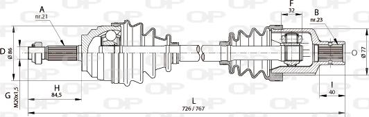 Open Parts DRS6134.00 - Приводний вал autozip.com.ua
