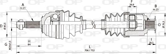 Open Parts DRS6136.00 - Приводний вал autozip.com.ua