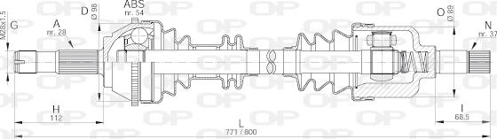 Open Parts DRS6137.00 - Приводний вал autozip.com.ua