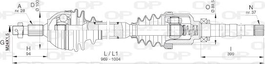 Open Parts DRS6398.00 - Приводний вал autozip.com.ua