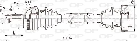 Open Parts DRS6347.00 - Приводний вал autozip.com.ua