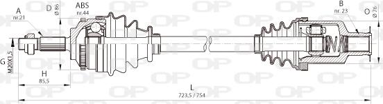 Open Parts DRS6364.00 - Приводний вал autozip.com.ua