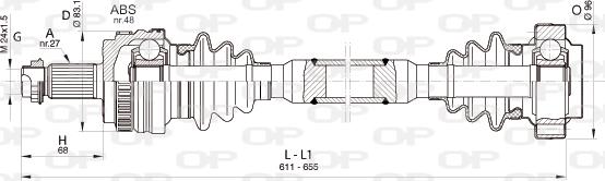 Open Parts DRS6360.00 - Приводний вал autozip.com.ua