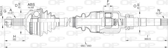 Open Parts DRS6312.00 - Приводний вал autozip.com.ua