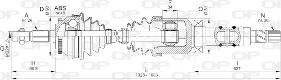 Open Parts DRS6328.00 - Приводний вал autozip.com.ua