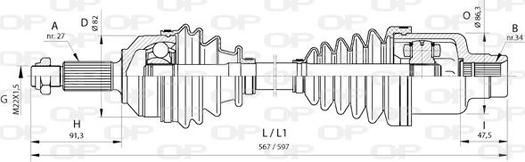 Open Parts DRS6375.00 - Приводний вал autozip.com.ua