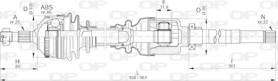 Open Parts DRS6203.00 - Приводний вал autozip.com.ua