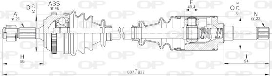 Open Parts DRS6215.00 - Приводний вал autozip.com.ua