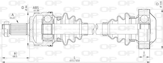 Open Parts DRS6216.00 - Приводний вал autozip.com.ua