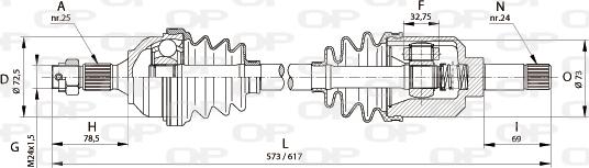 Open Parts DRS6218.00 - Приводний вал autozip.com.ua