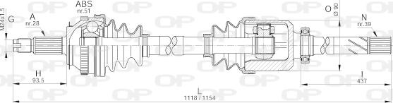 Open Parts DRS6231.00 - Приводний вал autozip.com.ua