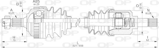 Open Parts DRS6220.00 - Приводний вал autozip.com.ua