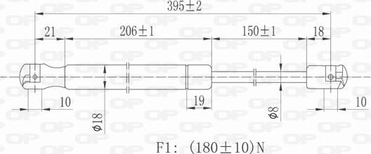 Open Parts GSR6184.00 - Газова пружина, заднє скло autozip.com.ua