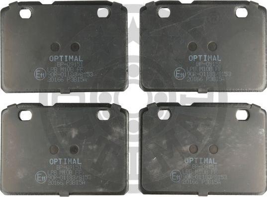 Optimal 9151 - Гальмівні колодки, дискові гальма autozip.com.ua