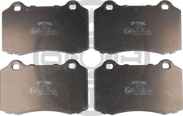 Optimal BP-43430 - Гальмівні колодки, дискові гальма autozip.com.ua