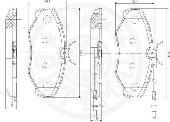 Optimal 12461 - Гальмівні колодки, дискові гальма autozip.com.ua