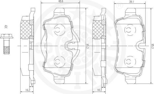 OPTIMAL 12433 - Гальмівні колодки, дискові гальма autozip.com.ua