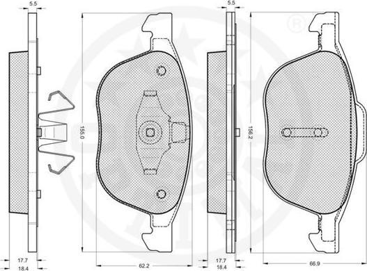 OPTIMAL 12192 - Гальмівні колодки, дискові гальма autozip.com.ua
