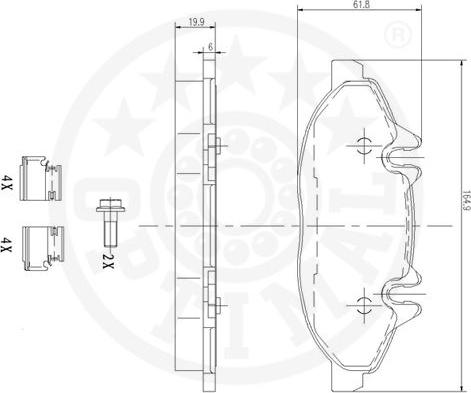 Optimal 12341 - Гальмівні колодки, дискові гальма autozip.com.ua