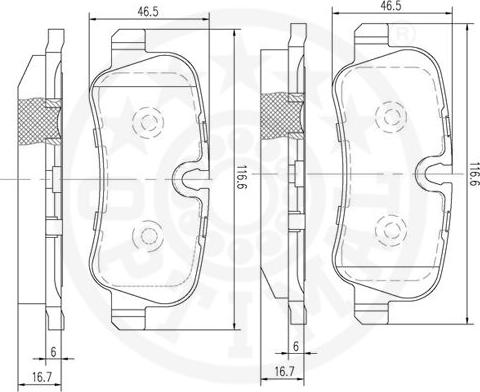 Optimal 12230 - Гальмівні колодки, дискові гальма autozip.com.ua