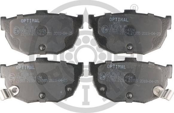 Optimal BP-09603 - Гальмівні колодки, дискові гальма autozip.com.ua